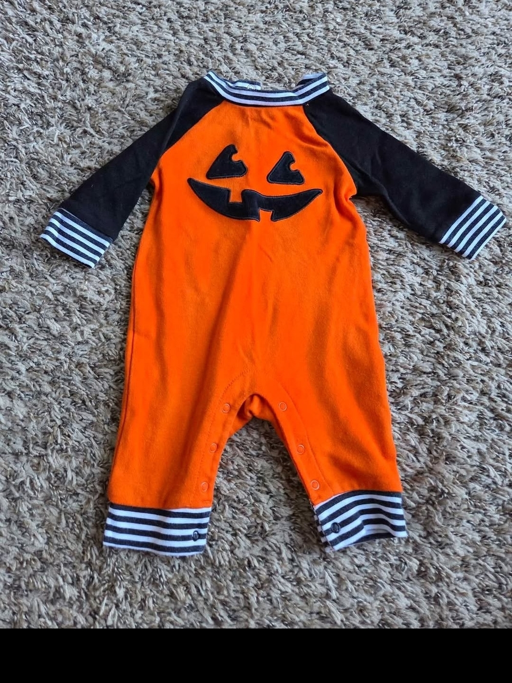 Orange Pumpkin Jack-O'-Lantern Baby One-Piece Romper